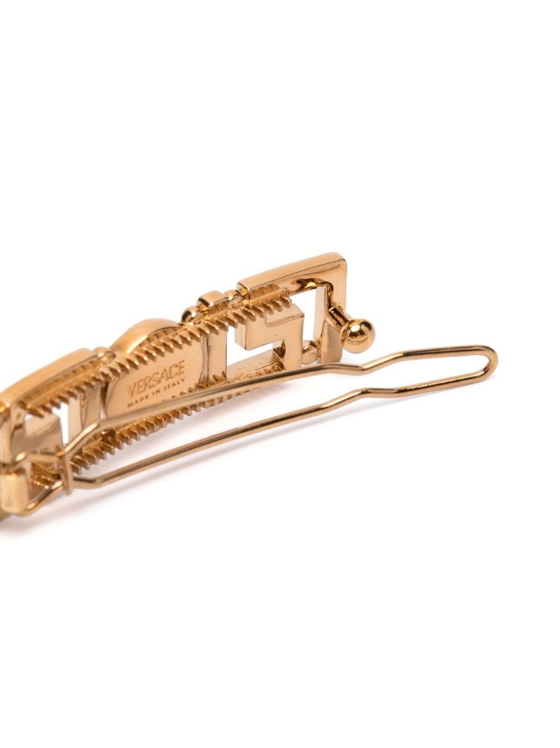 Gold-tone Greca Medusa Rhinestone Hair Clip