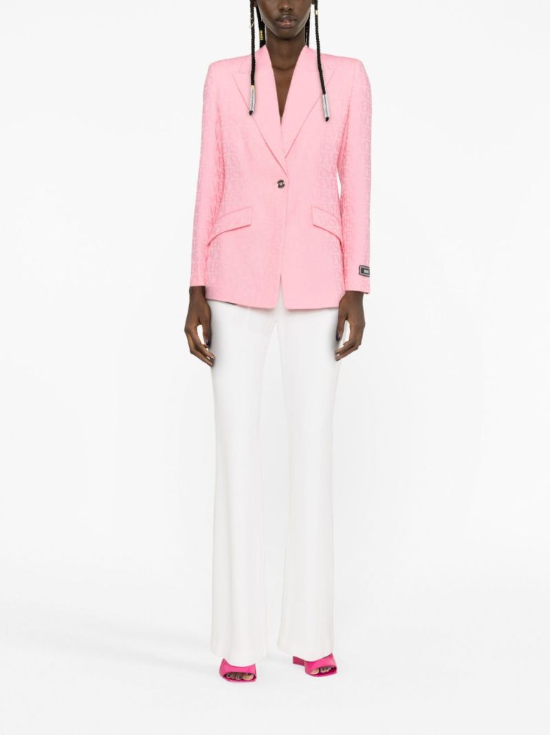 Pink Logo Jacquard Wool Blazer