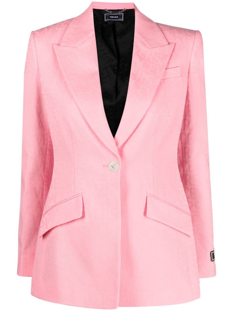 Pink Logo Jacquard Wool Blazer