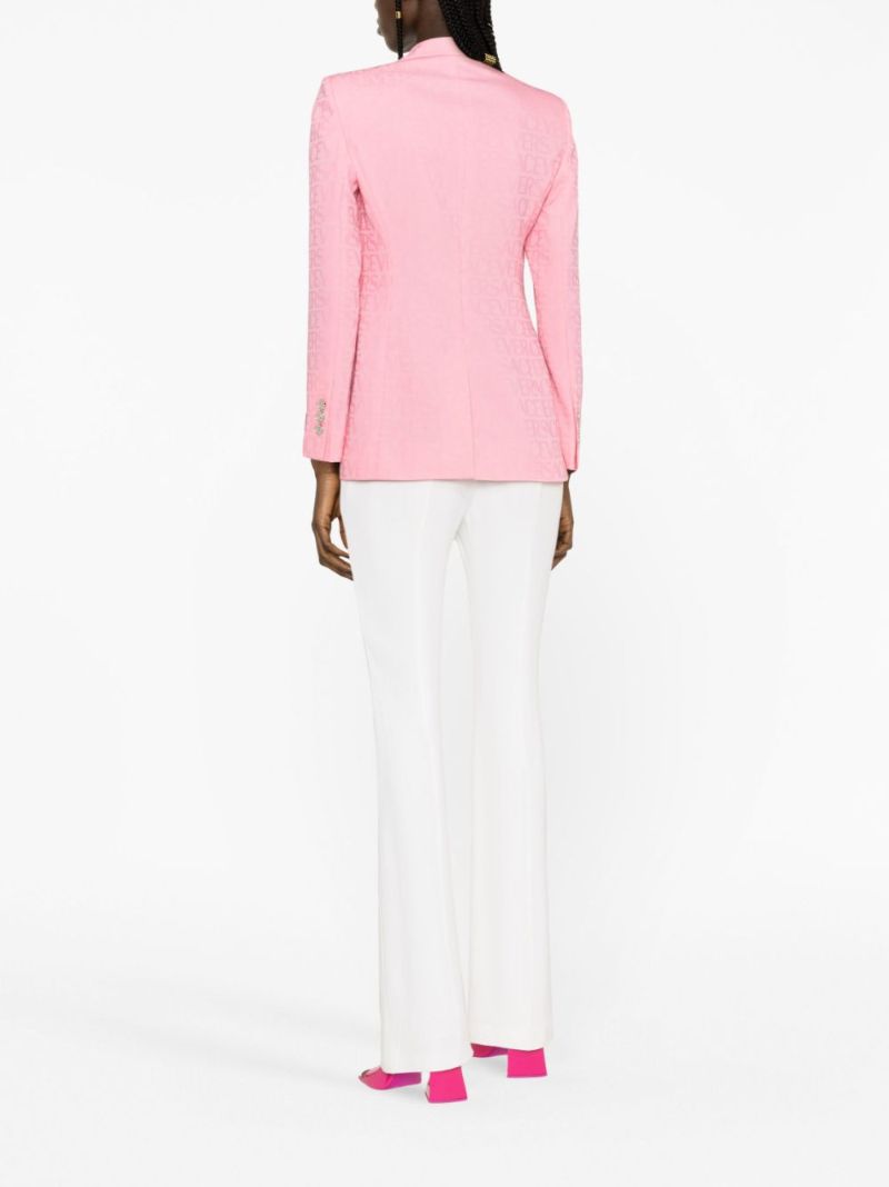 Pink Logo Jacquard Wool Blazer