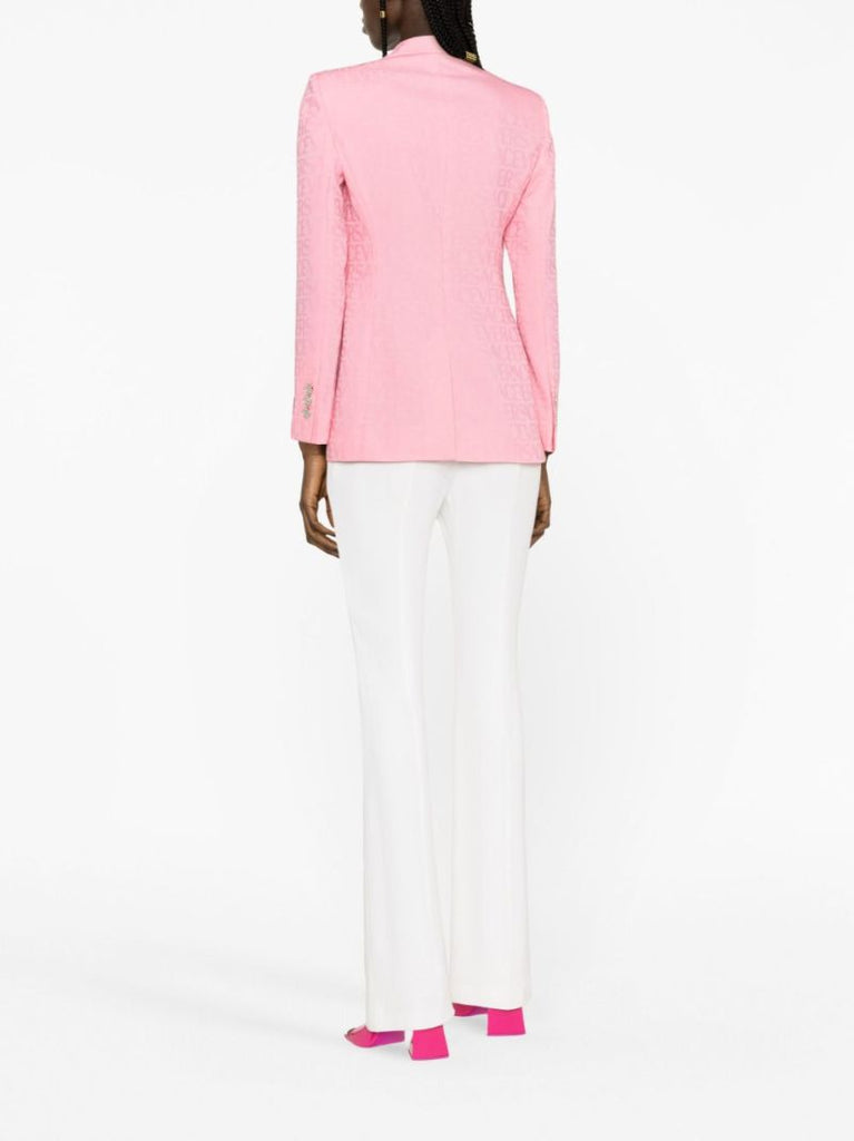Pink Logo Jacquard Wool Blazer