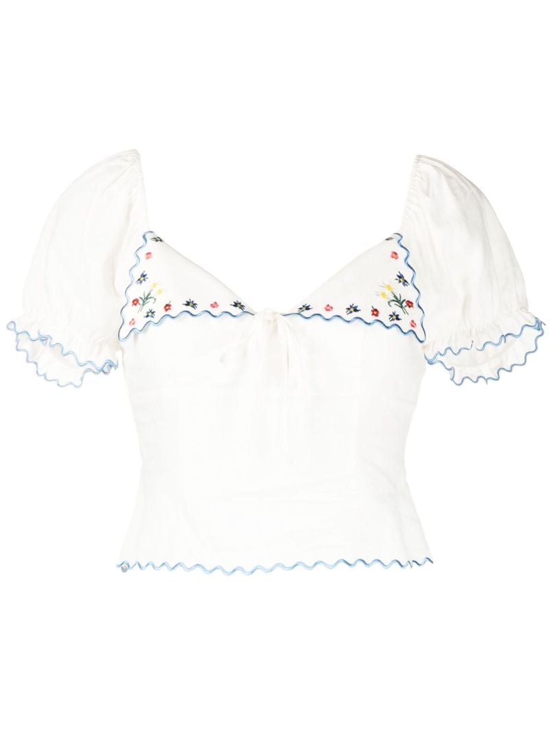 White Didi Floral Embroidered Blouse