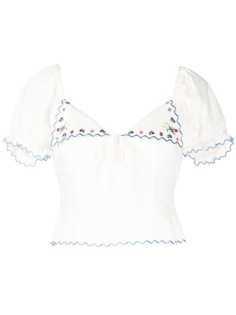 White Didi Floral Embroidered Blouse