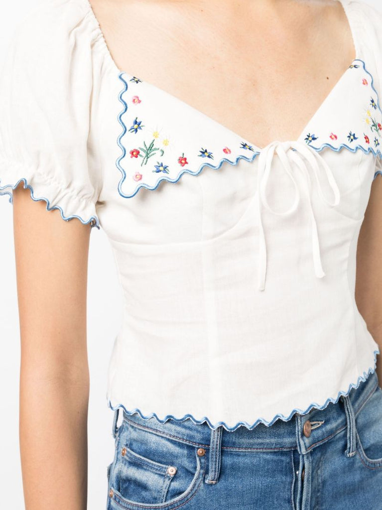 White Didi Floral Embroidered Blouse