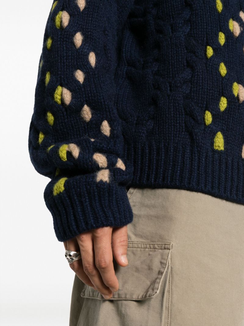 Blue Tes Cable Pop Cashmere Sweater