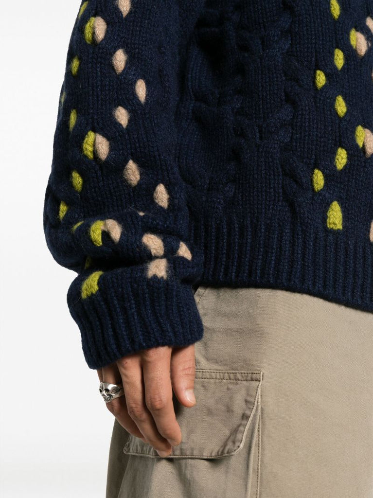 Blue Tes Cable Pop Cashmere Sweater