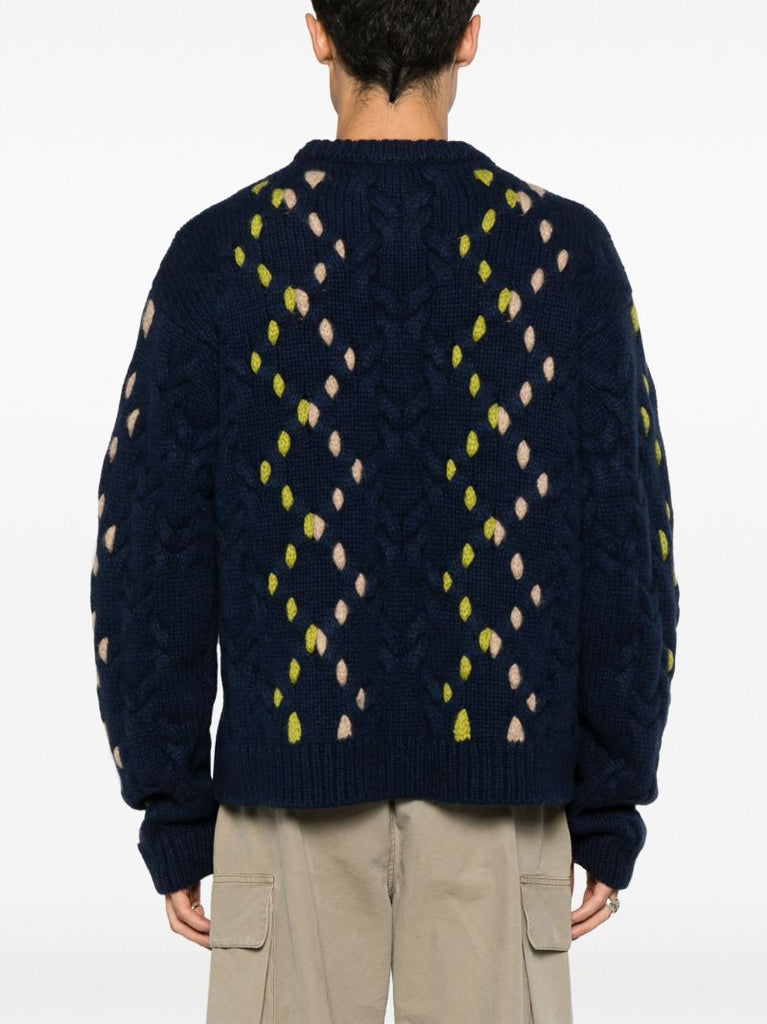Blue Tes Cable Pop Cashmere Sweater