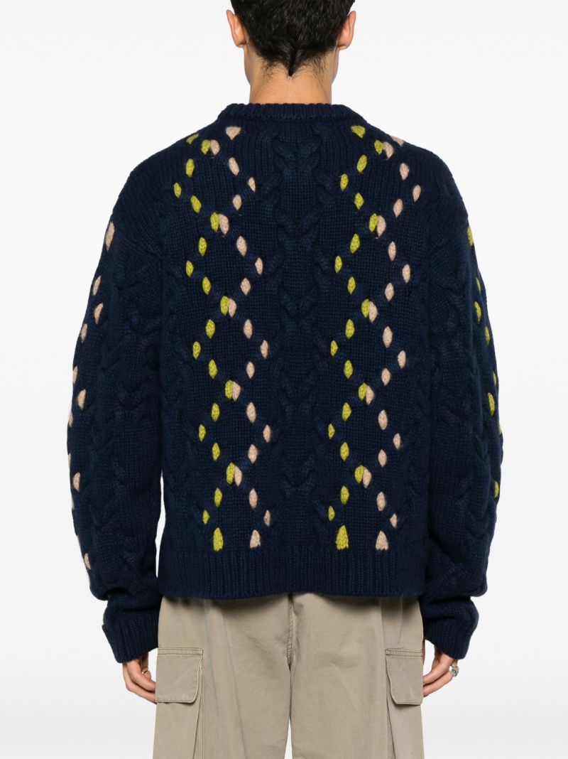 Blue Tes Cable Pop Cashmere Sweater