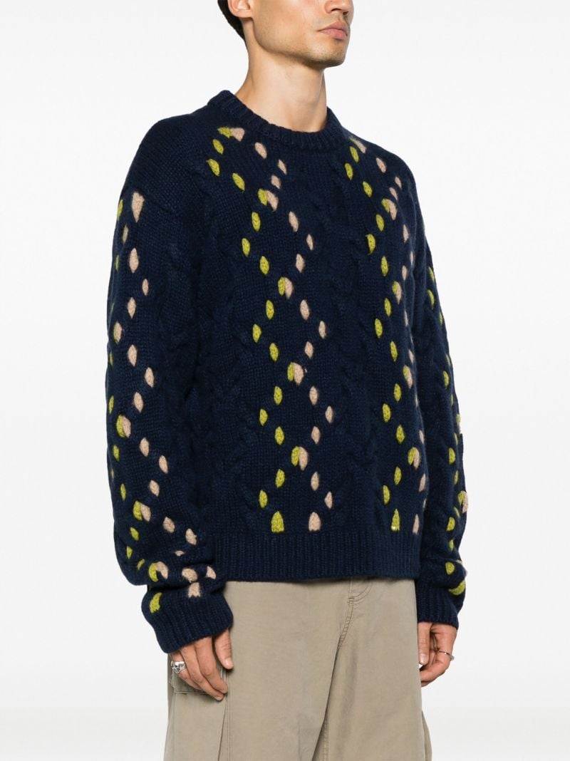 Blue Tes Cable Pop Cashmere Sweater