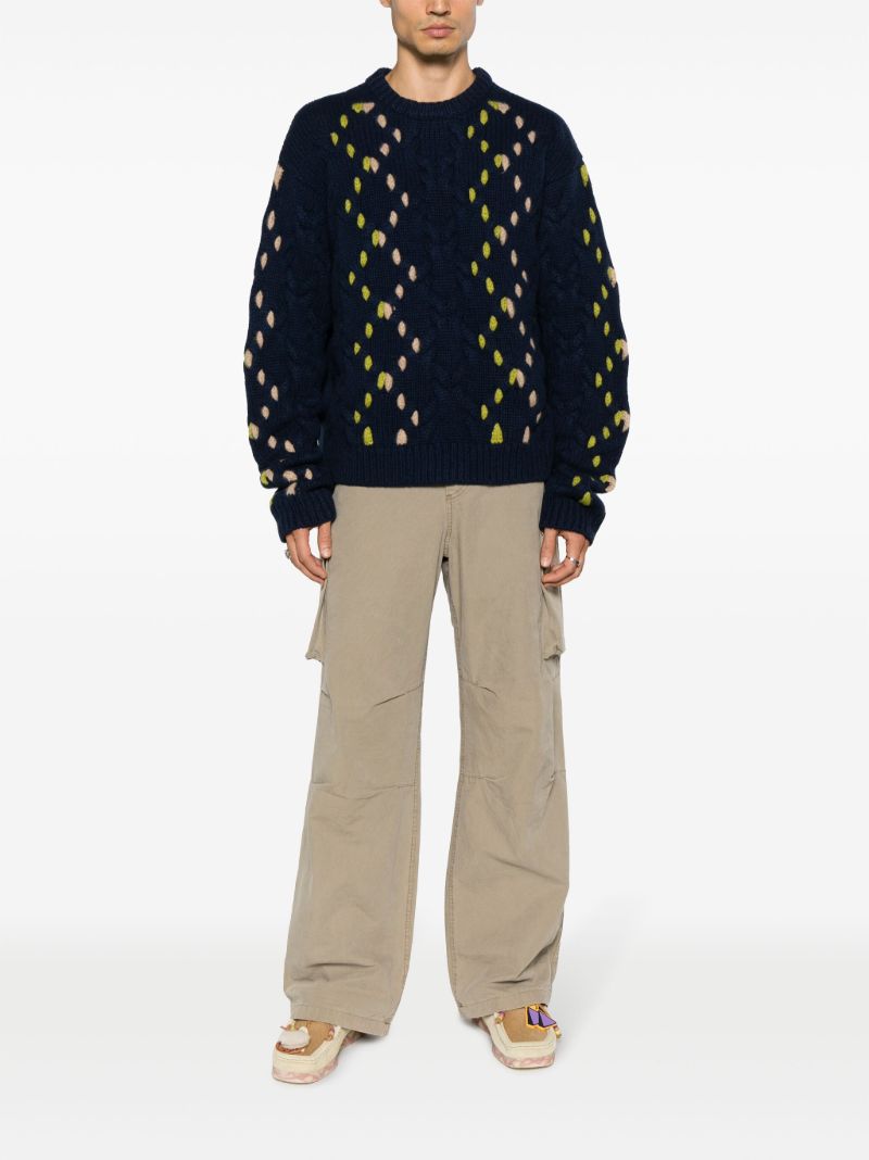 Blue Tes Cable Pop Cashmere Sweater