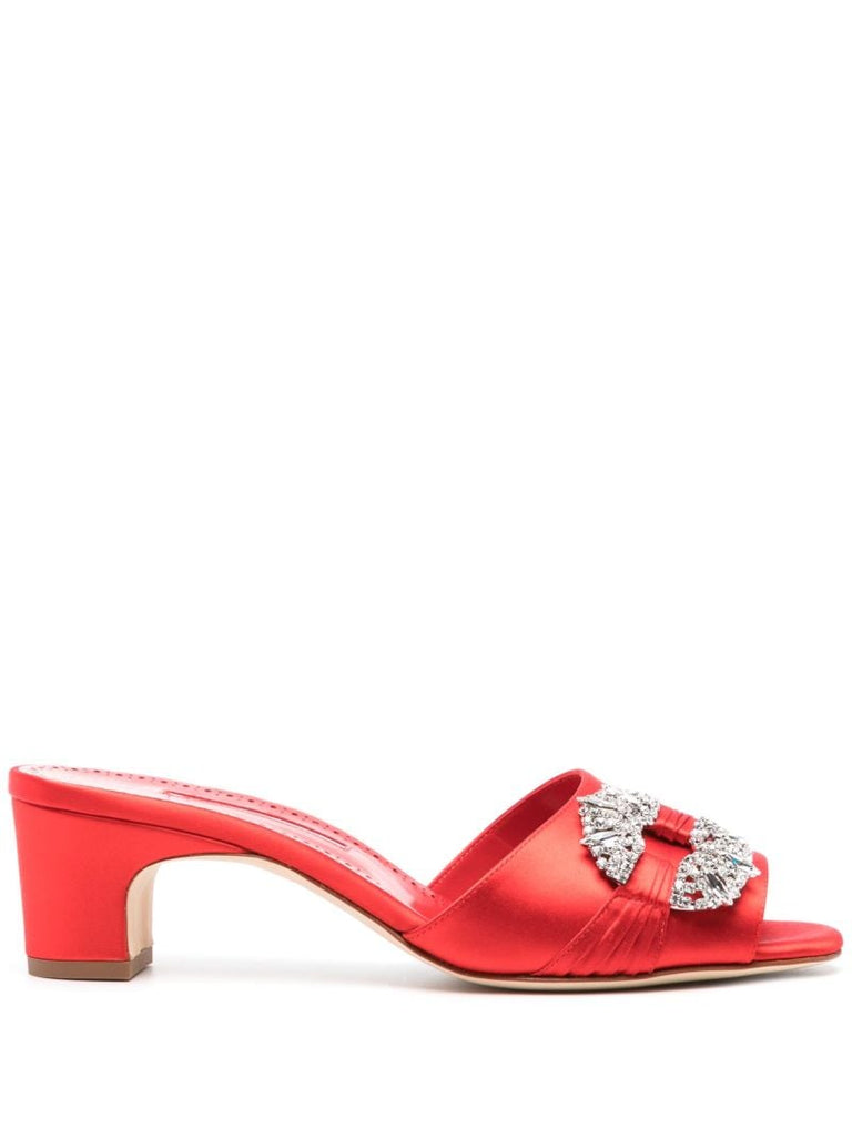 Red Prinap 50 Crystal Satin Mules