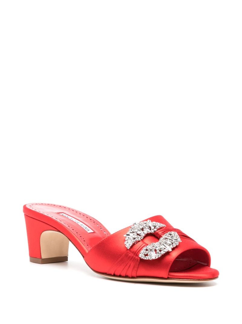 Red Prinap 50 Crystal Satin Mules