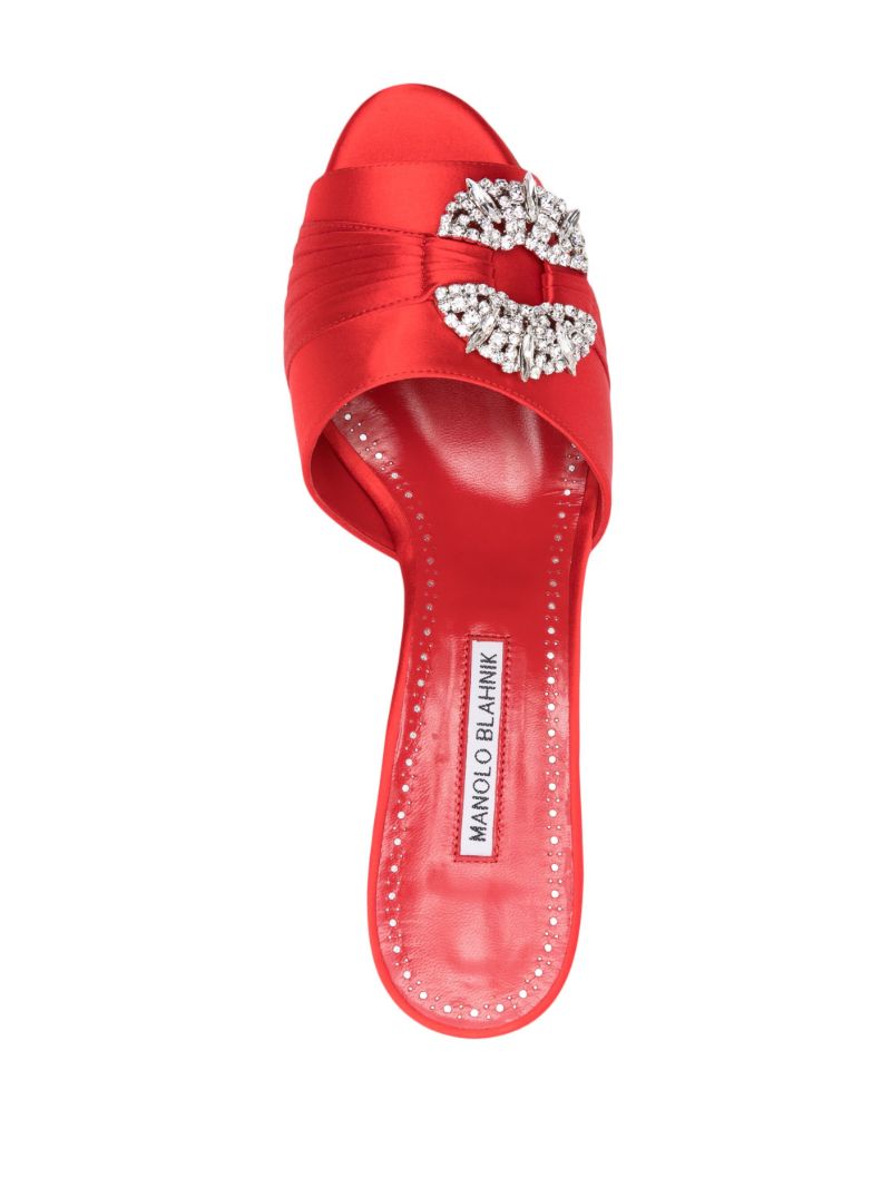 Red Prinap 50 Crystal Satin Mules