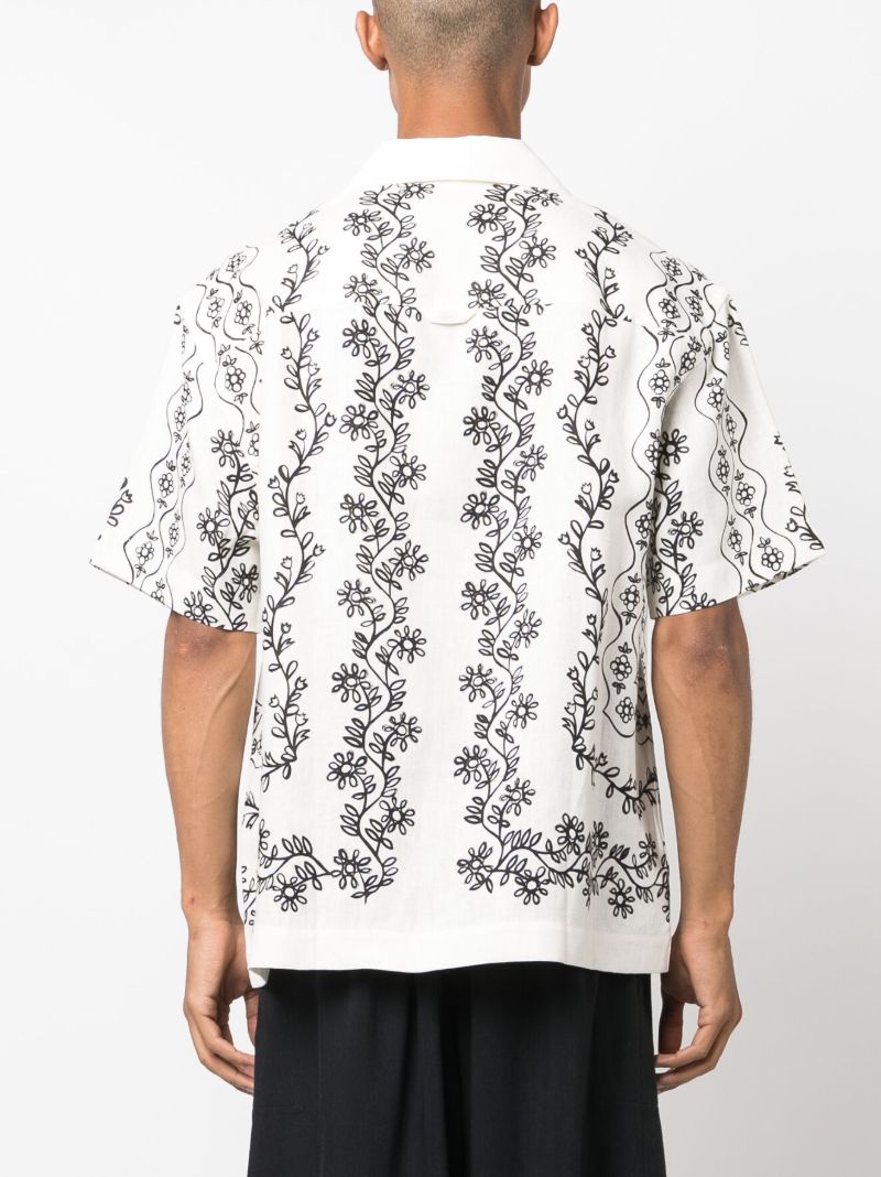 White La Chemise Floral-print Linen Shirt