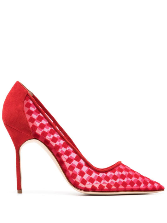Red Bbla 105 Checked Mesh Pumps
