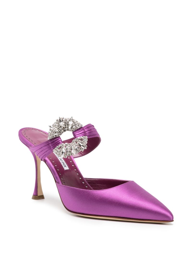 Purple 90mm Satin Mules