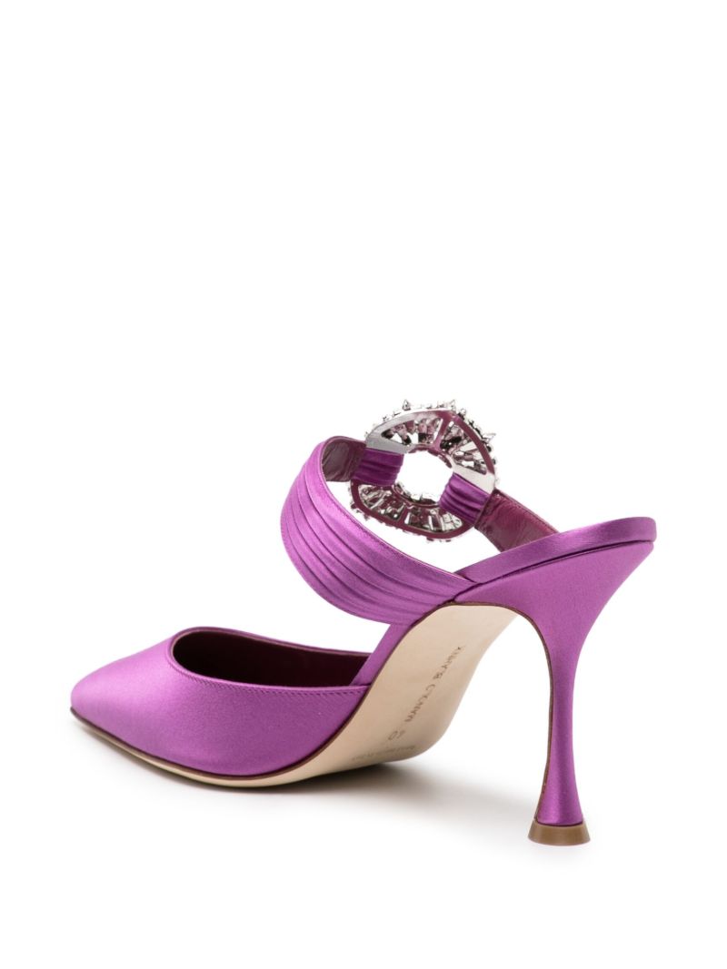 Purple 90mm Satin Mules