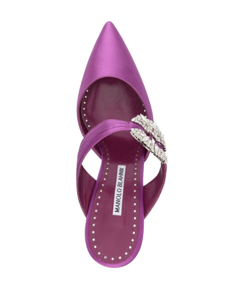 Purple 90mm Satin Mules