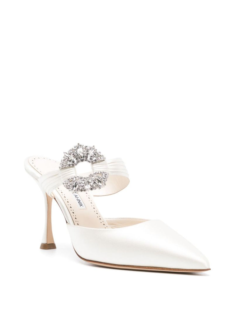 Neutral Maidugura 90 Satin Heeled Mules