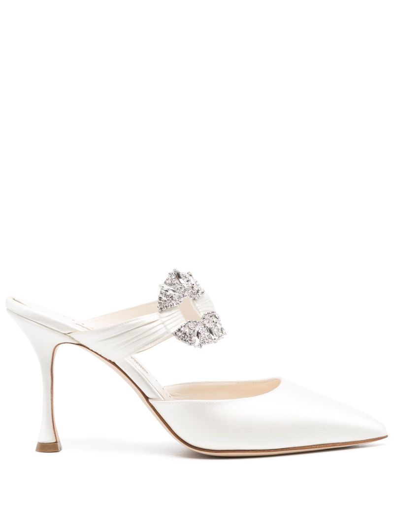 Neutral Maidugura 90 Satin Heeled Mules