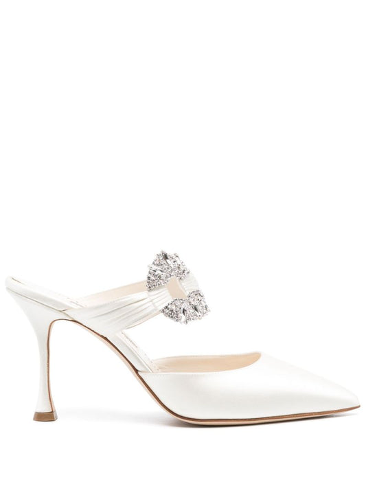 Neutral Maidugura 90 Satin Heeled Mules