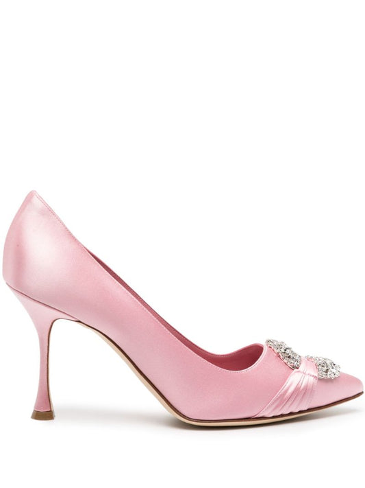 Pink 90mm Satin Pumps