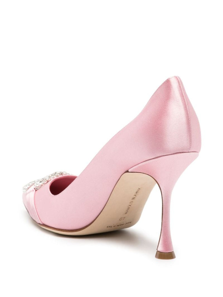 Pink 90mm Satin Pumps