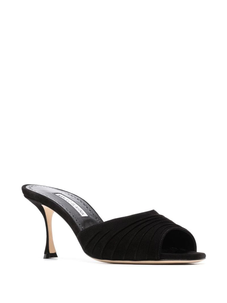 Black Pirua 70 Suede Mules