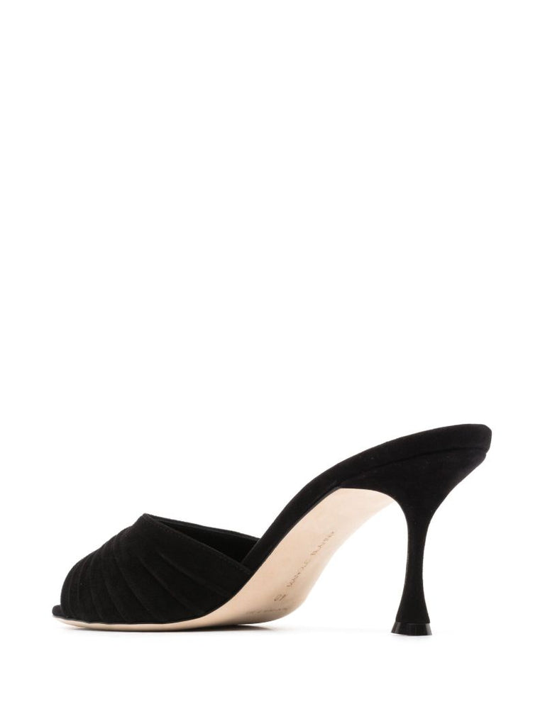 Black Pirua 70 Suede Mules
