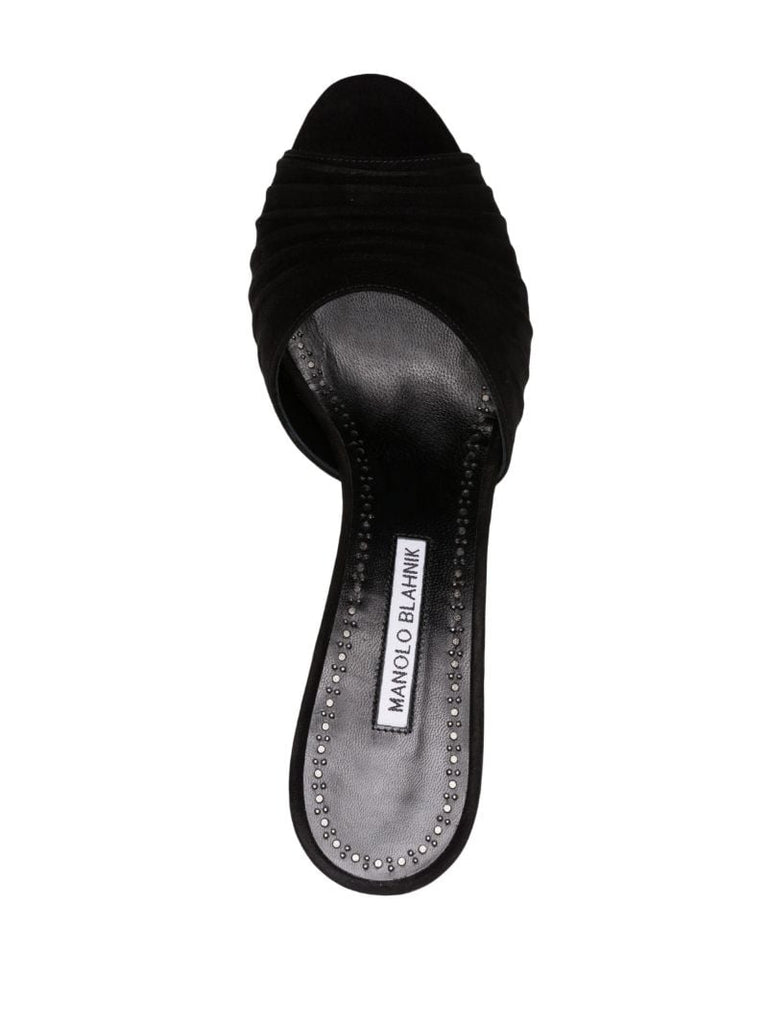 Black Pirua 70 Suede Mules