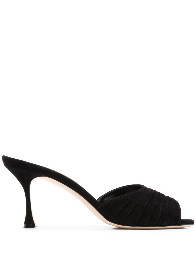 Black Pirua 70 Suede Mules