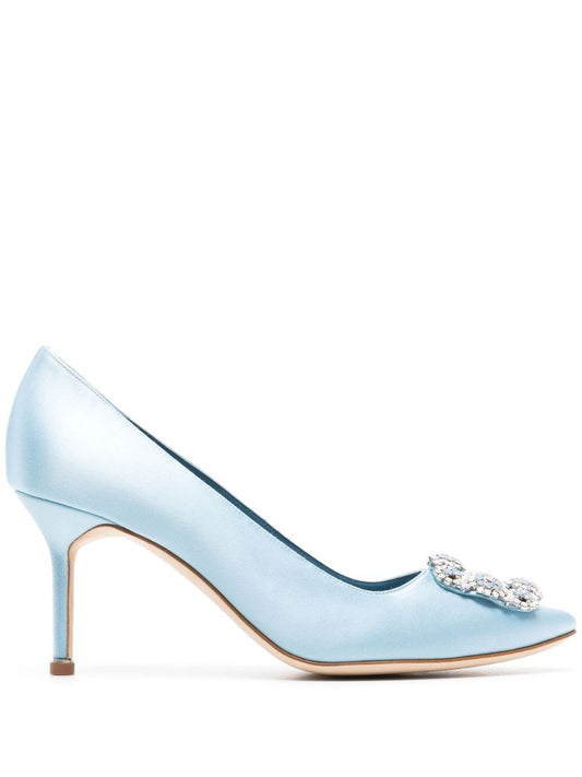 Blue Hangisi 70 Crystal Satin Mules