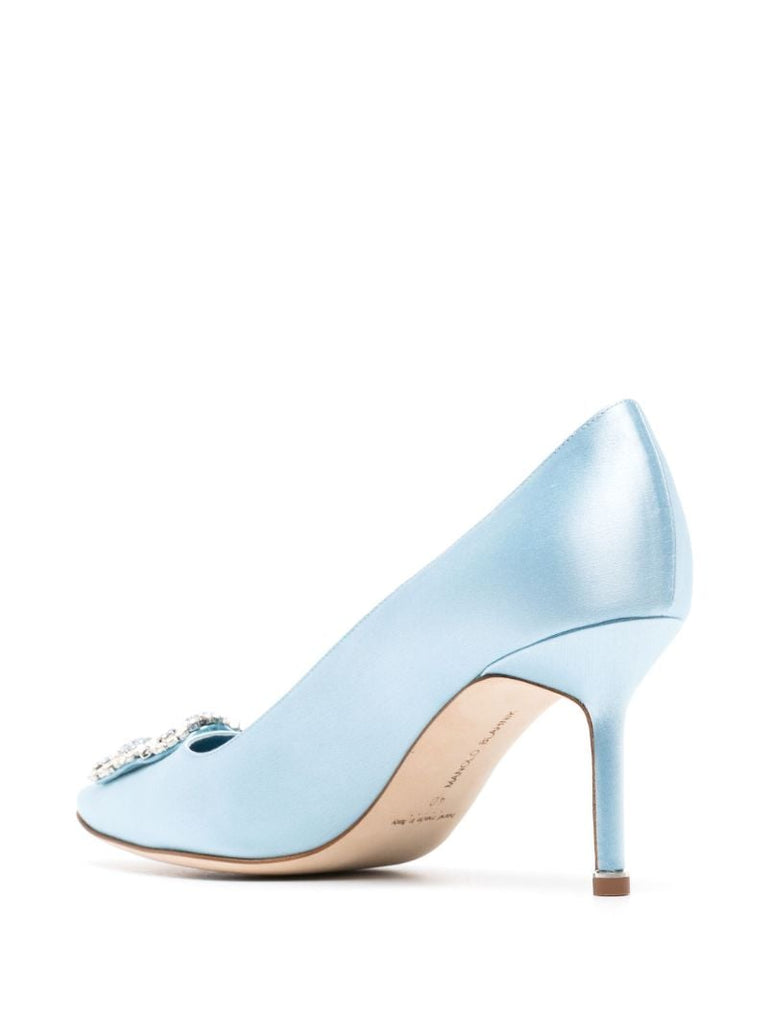 Blue Hangisi 70 Crystal Satin Mules