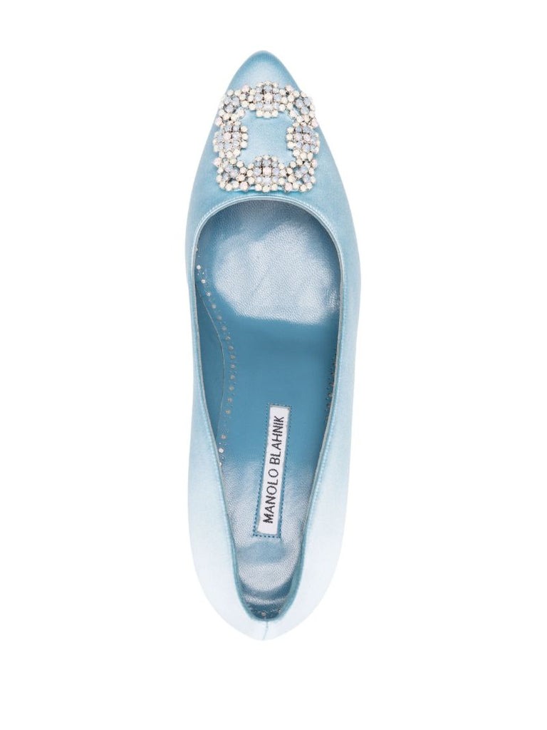 Blue Hangisi 70 Crystal Satin Mules