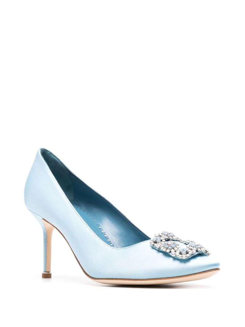 Blue Hangisi 70 Crystal Satin Mules
