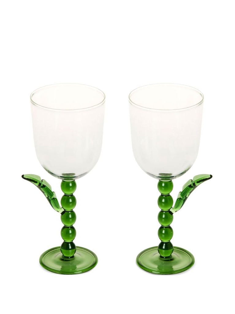 Clear Palmier Wine Glasses Set