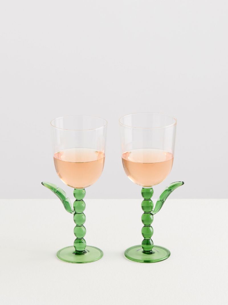 Clear Palmier Wine Glasses Set