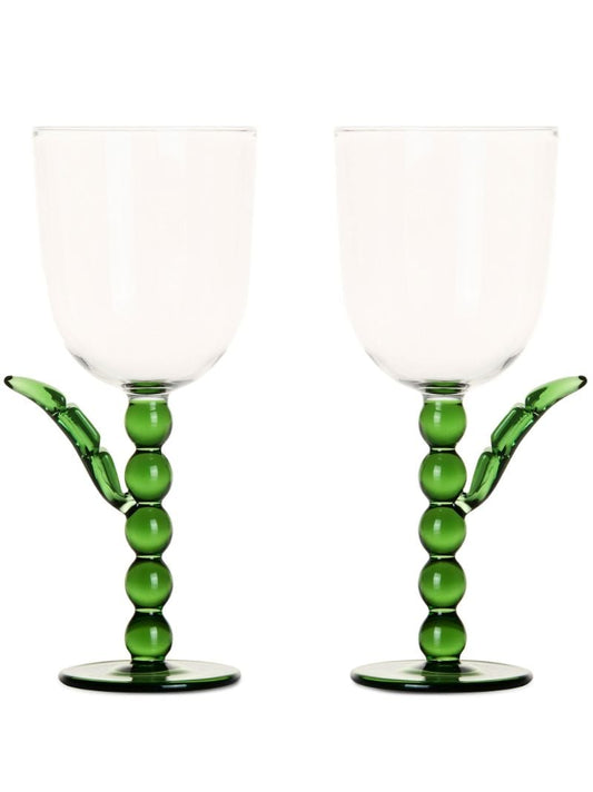 Clear Palmier Wine Glasses Set