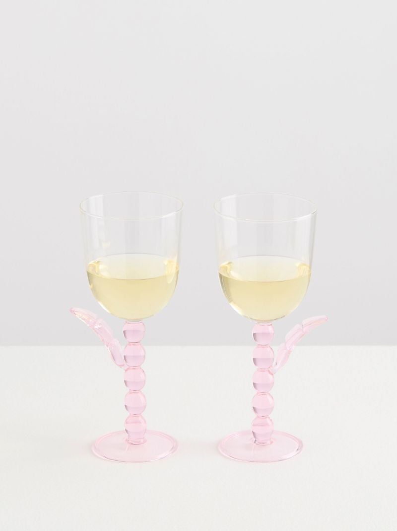 Clear Palmier Wine Glasses Set