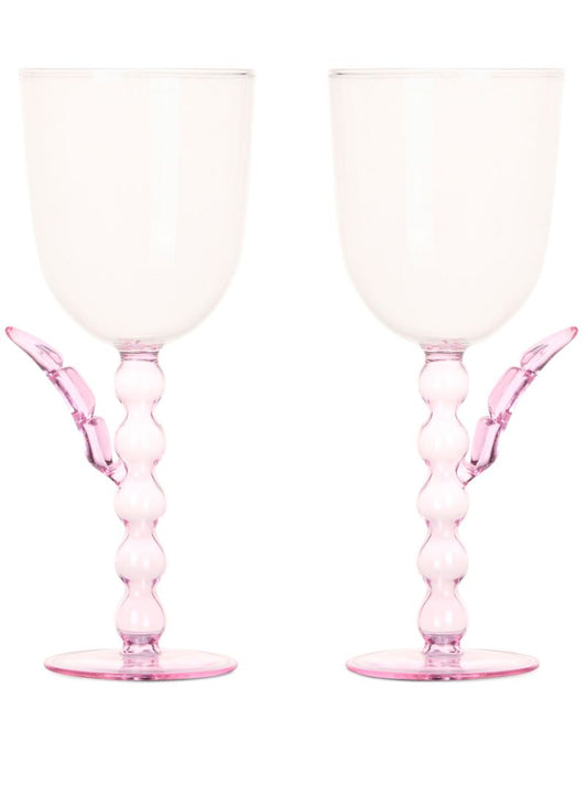 Clear Palmier Wine Glasses Set