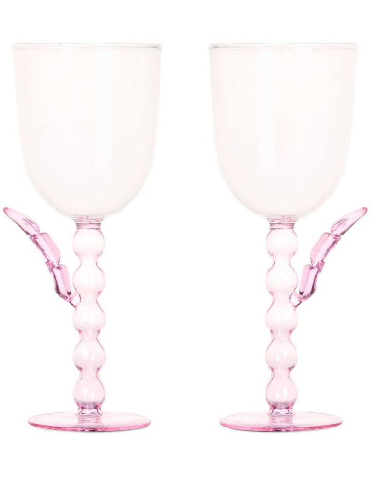 Clear Palmier Wine Glasses Set