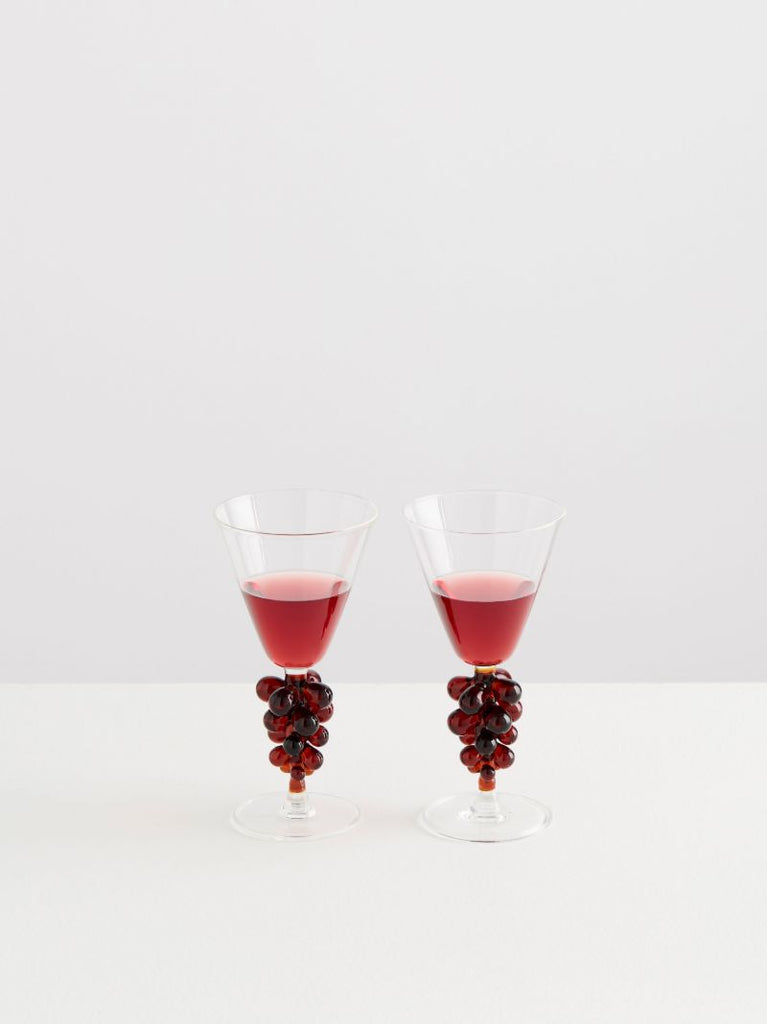 Clear Grapes Wine Glasses Set