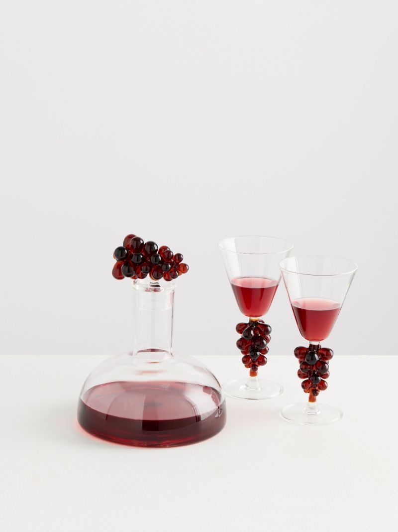 Clear Grapes Wine Glasses Set