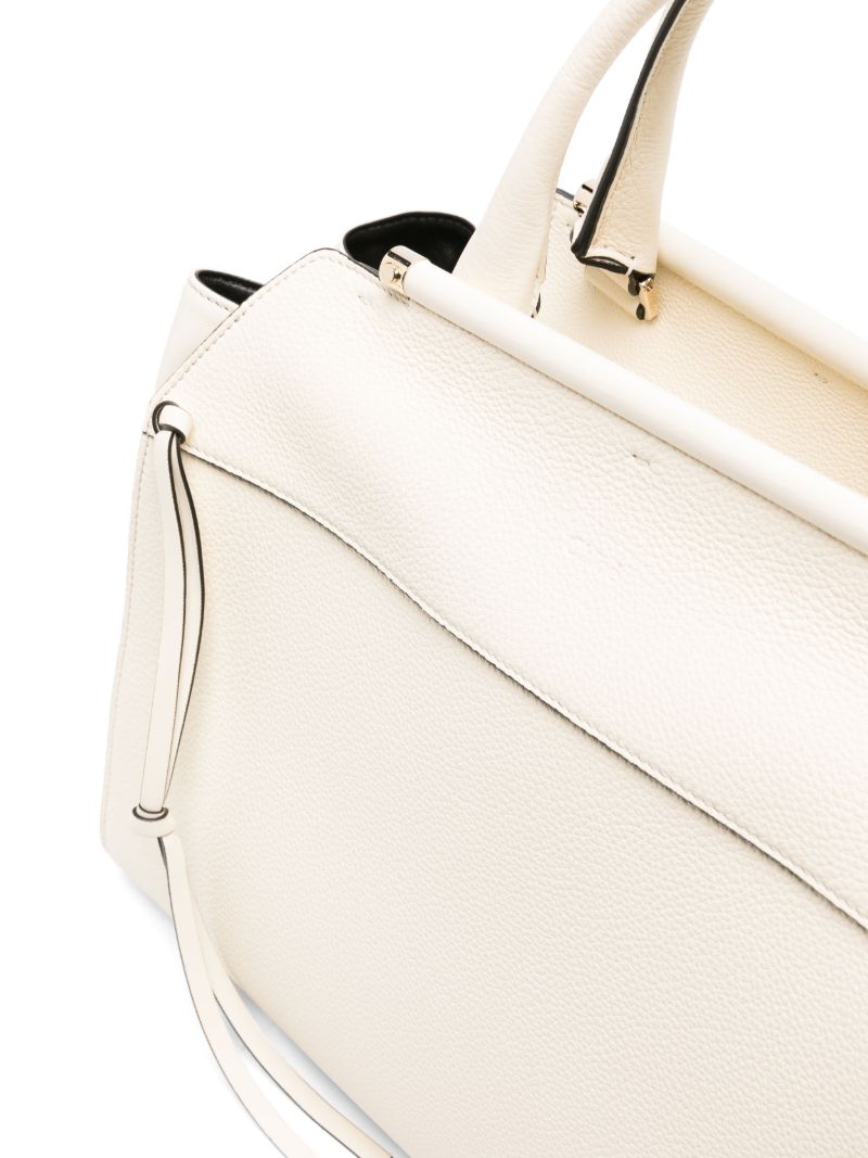 White Steph Medium Leather Tote Bag