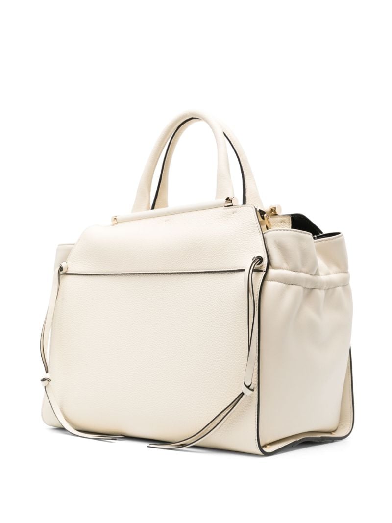 White Steph Medium Leather Tote Bag