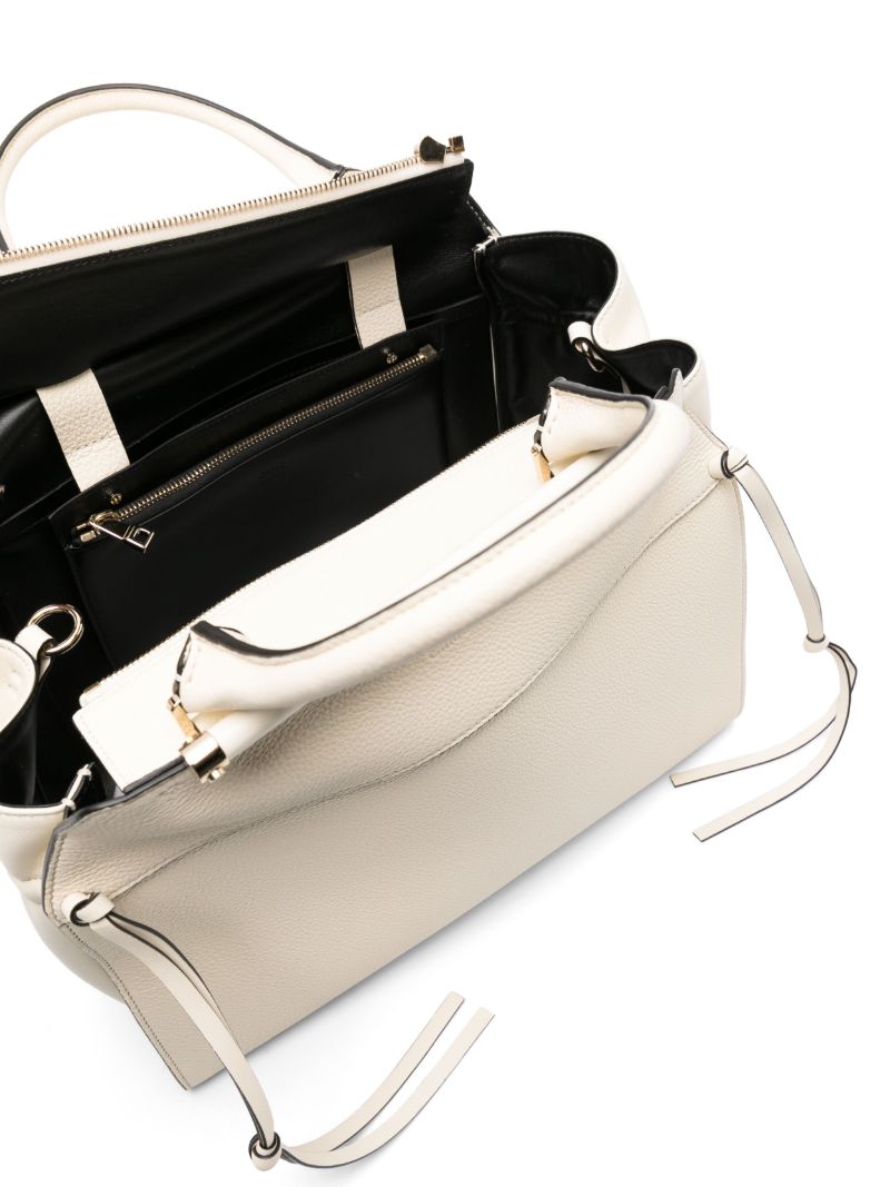 White Steph Medium Leather Tote Bag