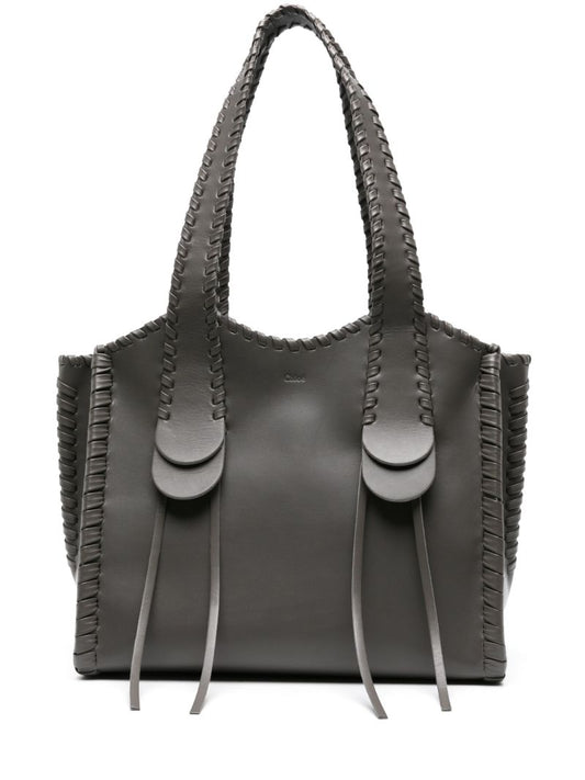 Grey Mony Medium Leather Tote Bag