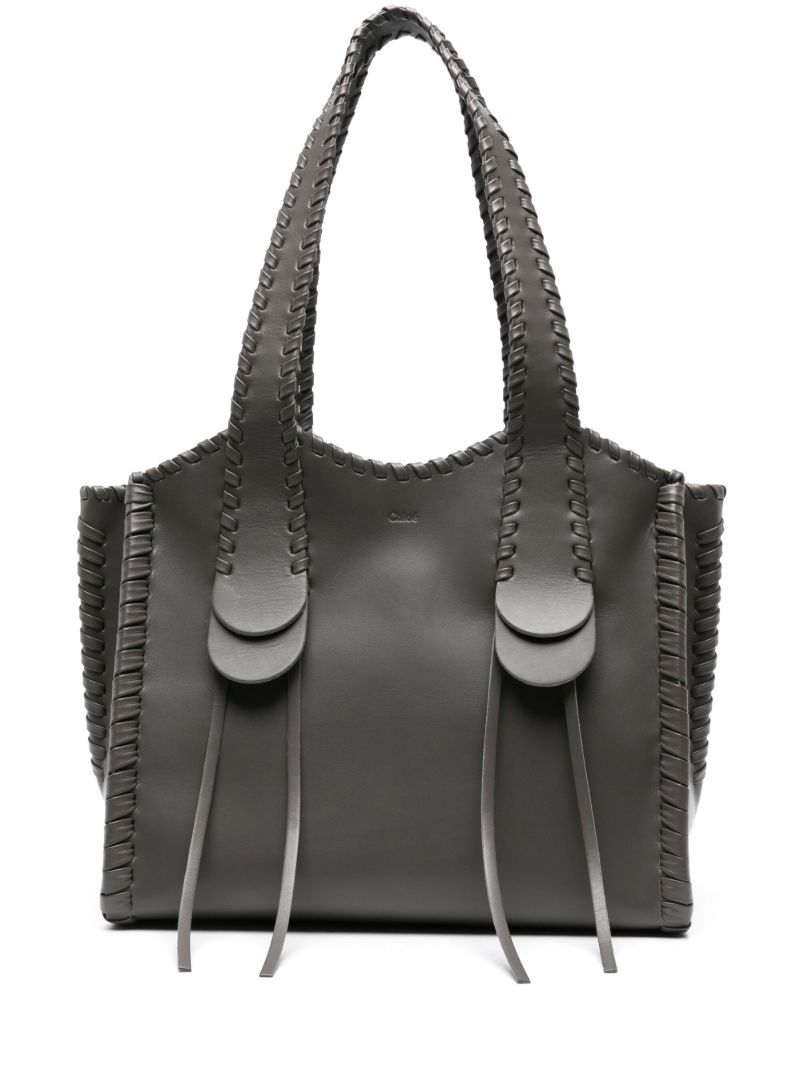 Grey Mony Medium Leather Tote Bag