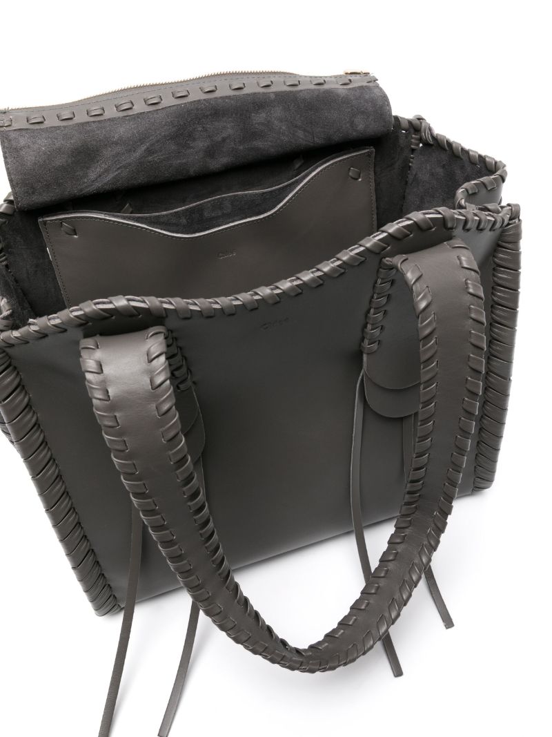 Grey Mony Medium Leather Tote Bag