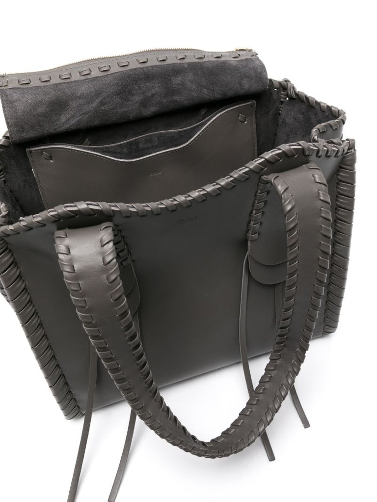 Grey Mony Medium Leather Tote Bag